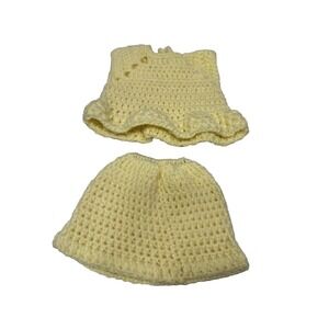 NEW handmade crocheted yarn 18 inch doll outfit shirt & skirt yellow